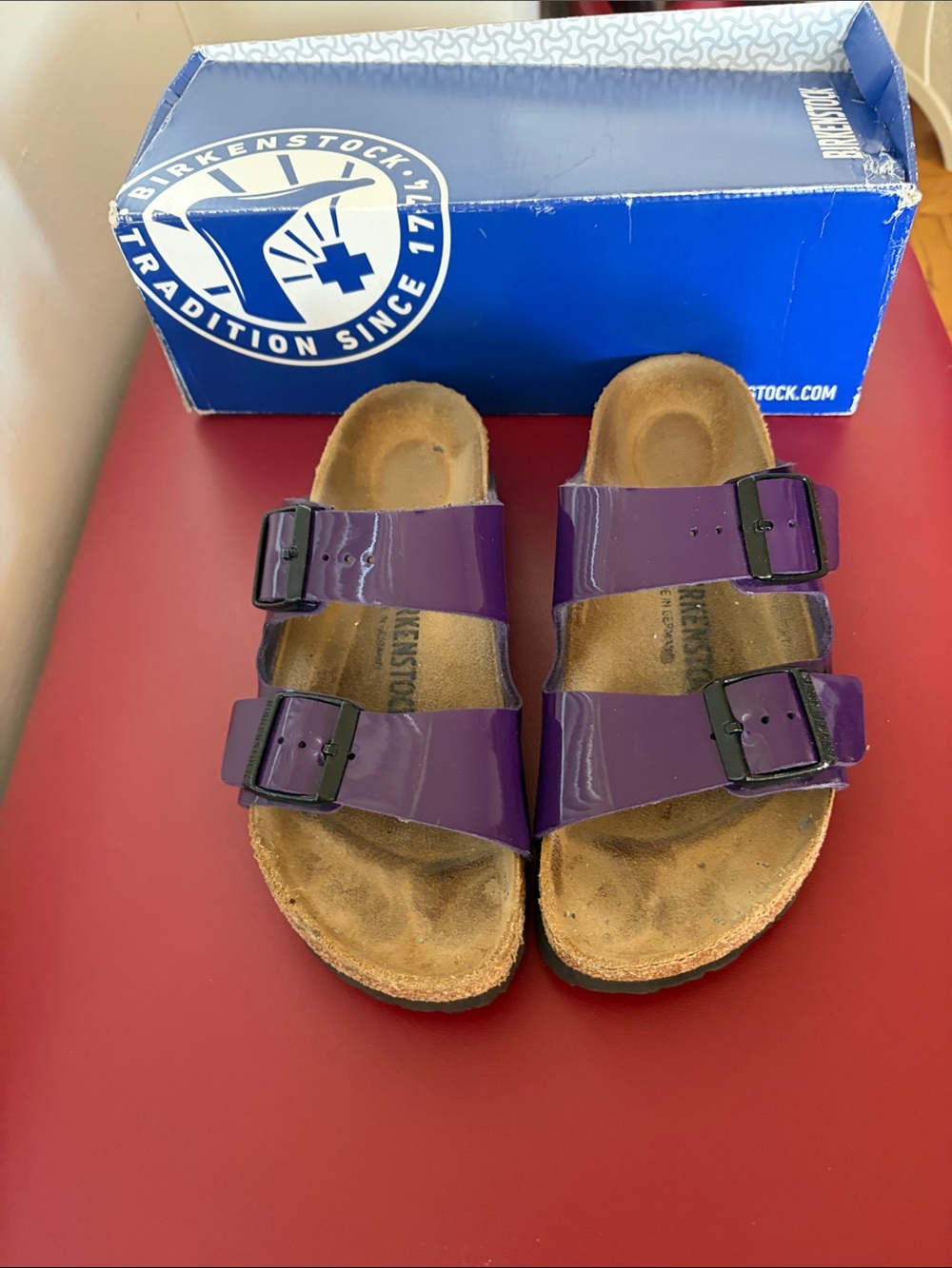 Birkenstock Women Arizona Double-Strap Sandal in Glossy Purple